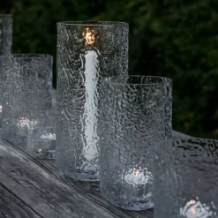Lyslykt 15 cm, mønstret glass