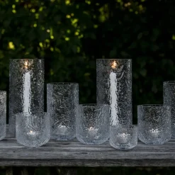 Lyslykt 15 cm, mønstret glass