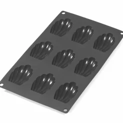Madeleines silikonform 9 hull, svart