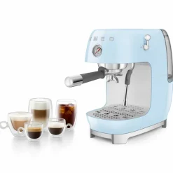 Manuell espressomaskin med Cold Brew, pastellblå