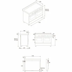 MAS125I2ENET2 Master induksjonskomfyr 120 cm med 5 soner, stekebord og 2 ovner, matt svart