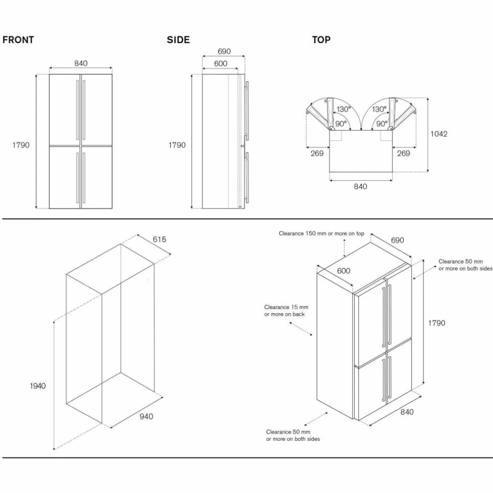 Master RCD84F4FXNCM kjøleskap/fryser, rustfritt stål