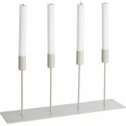 Metall lysestake til 4 lys beige