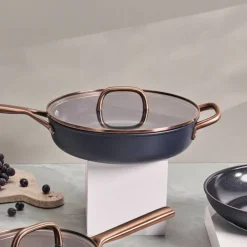 Milano traktørpanne med glasslokk 28 cm, dypblå