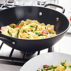 Milano wok 30 cm med glasslokk, svart