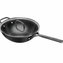 Milano wok 30 cm med glasslokk, svart