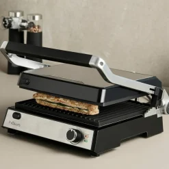 Møn Proff bord/paninigrill, rustfritt stål/svart