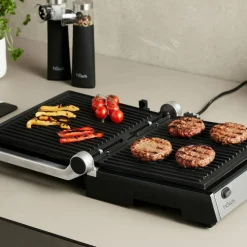 Møn Proff bord/paninigrill, rustfritt stål/svart