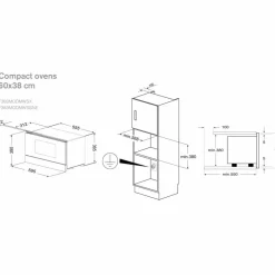 Modern F383MODMWSGNE vegghengt mikrobølgeovn 38 cm, svart