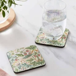 Morris & Co Strawberry Thief glassbrikker 6-pakning, grønn