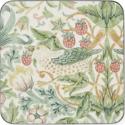 Morris & Co Strawberry Thief glassbrikker 6-pakning, grønn