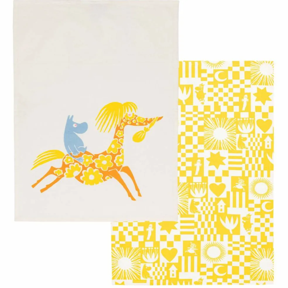 Mummi Fest kjøkkenhåndklesett 50x70 cm 2 stk, gul