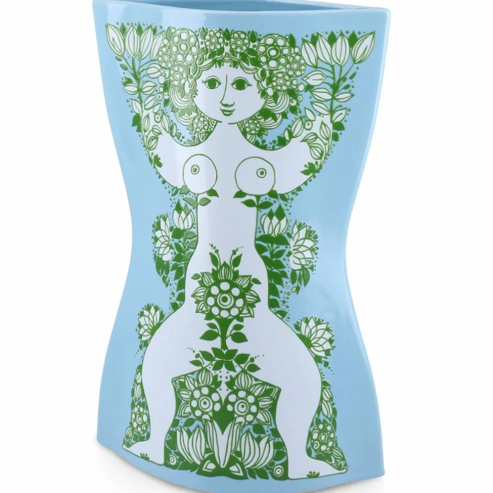Nina vase 28,5 cm, lyseblå/grønn