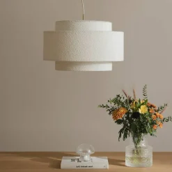 Noah Bouclé pendellampe 50 cm, hvit