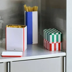 Oppbevaringsboks small, rød/off-white