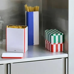 Oppbevaringsboks small, rød/off-white