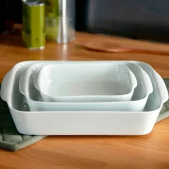 Original kvadratiske ildfaste former 3-pakning, hvit