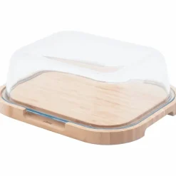 Osteklokke 27 x 21,5 x 9,5cm, glass/bambus