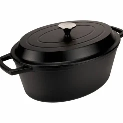 Oval støpejernsgryte 34 cm, svart