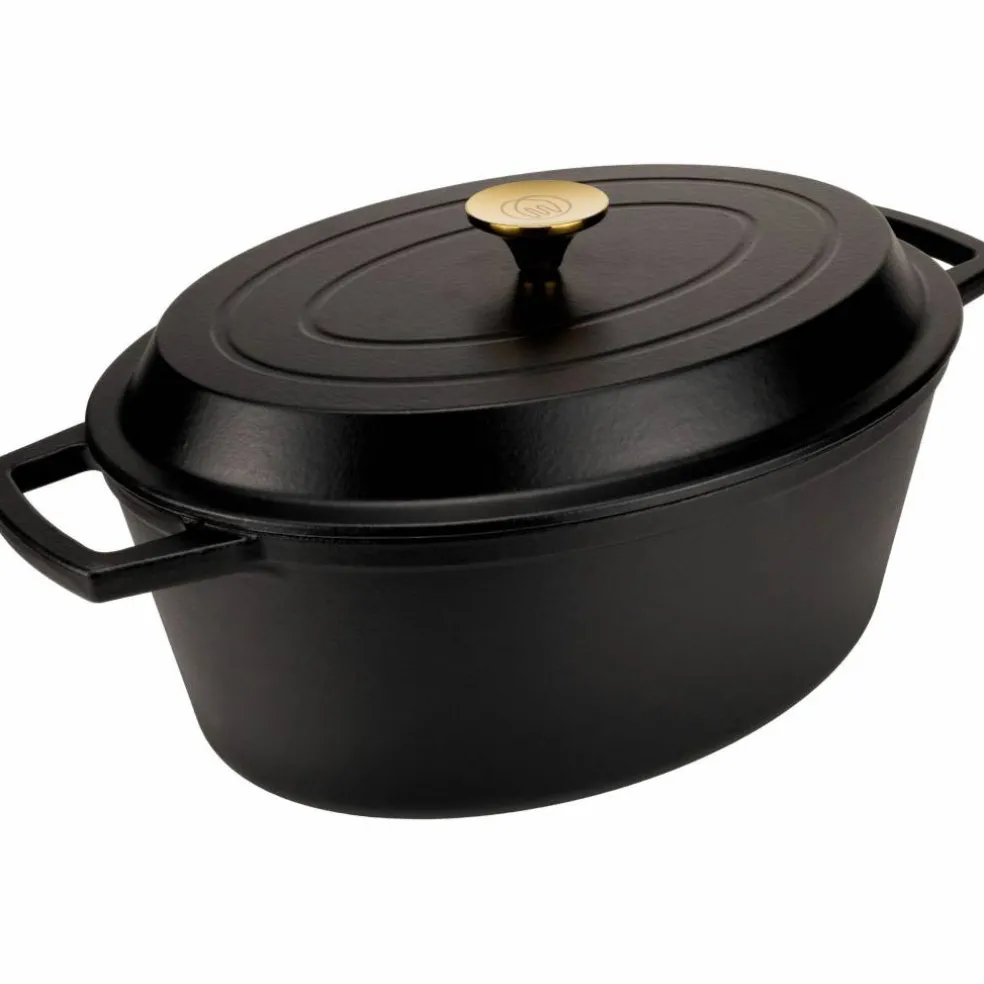 Oval støpejernsgryte 34 cm, svart