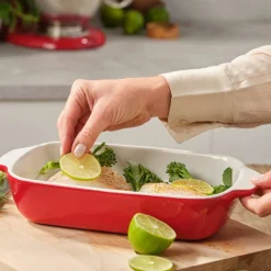 Ovnsform med lokk 31 x 18,5 x 6 cm, creme