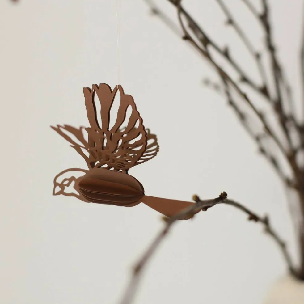 Paper Bird ornament 2-pack, coffee