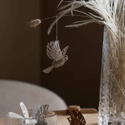 Paper Bird ornament 2-pack, natural