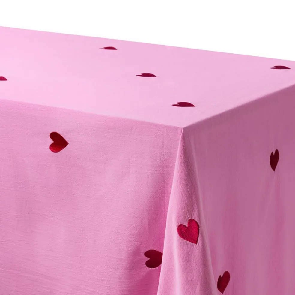 Pink Hearts duk 180×145 cm, rosa