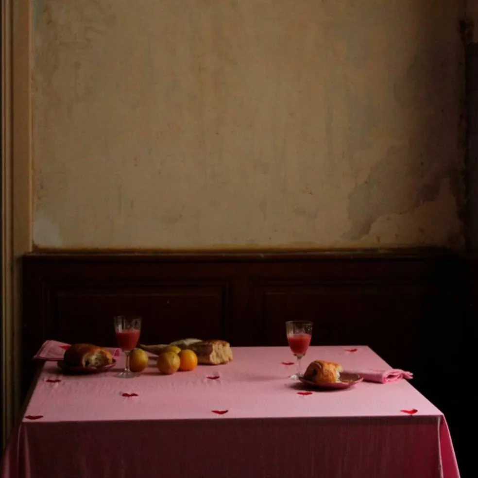 Pink Hearts duk 180×145 cm, rosa