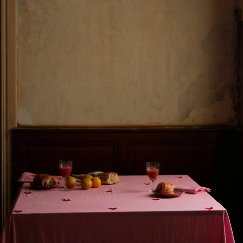 Pink Hearts duk 180×145 cm, rosa