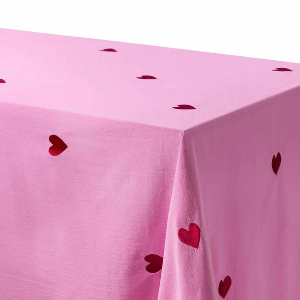 Pink Hearts duk 180×145 cm, rosa