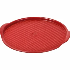 Pizzastein med riller Ø 40 cm, rød