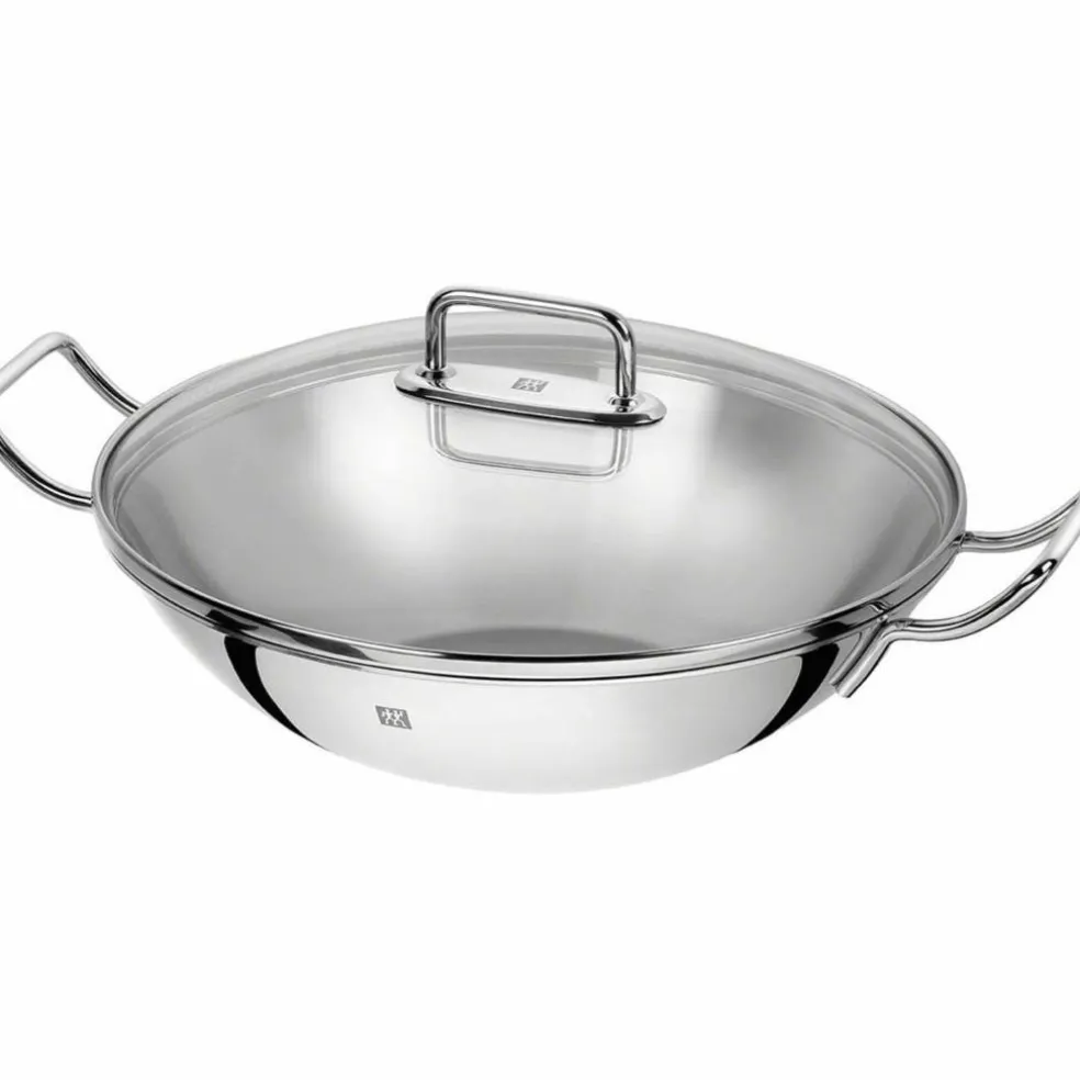 Plus Wok med To Håndtak og Glasslokk 32 cm
