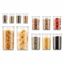 Presso oppbevaringsbokser 12 deler, transparent