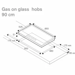 Professional P905CPROGNE gasskokeplate 90 cm, svart