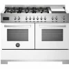 PRO126G2EBIT2 Professional gasskomfyr 120 cm med 6 brennere, elektrisk stekebord og 2 ovner, hvit