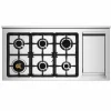 PRO126G2EGIT2 Professional gasskomfyr 120 cm med 6 brennere, elektrisk stekebord og 2 ovner, gul