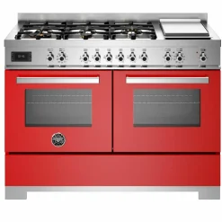 PRO126G2EGIT2 Professional gasskomfyr 120 cm med 6 brennere, elektrisk stekebord og 2 ovner, gul