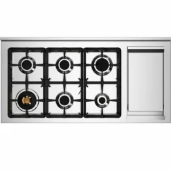 PRO126G2EGIT2 Professional gasskomfyr 120 cm med 6 brennere, elektrisk stekebord og 2 ovner, gul
