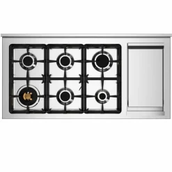 PRO126G2EGIT2 Professional gasskomfyr 120 cm med 6 brennere, elektrisk stekebord og 2 ovner, gul