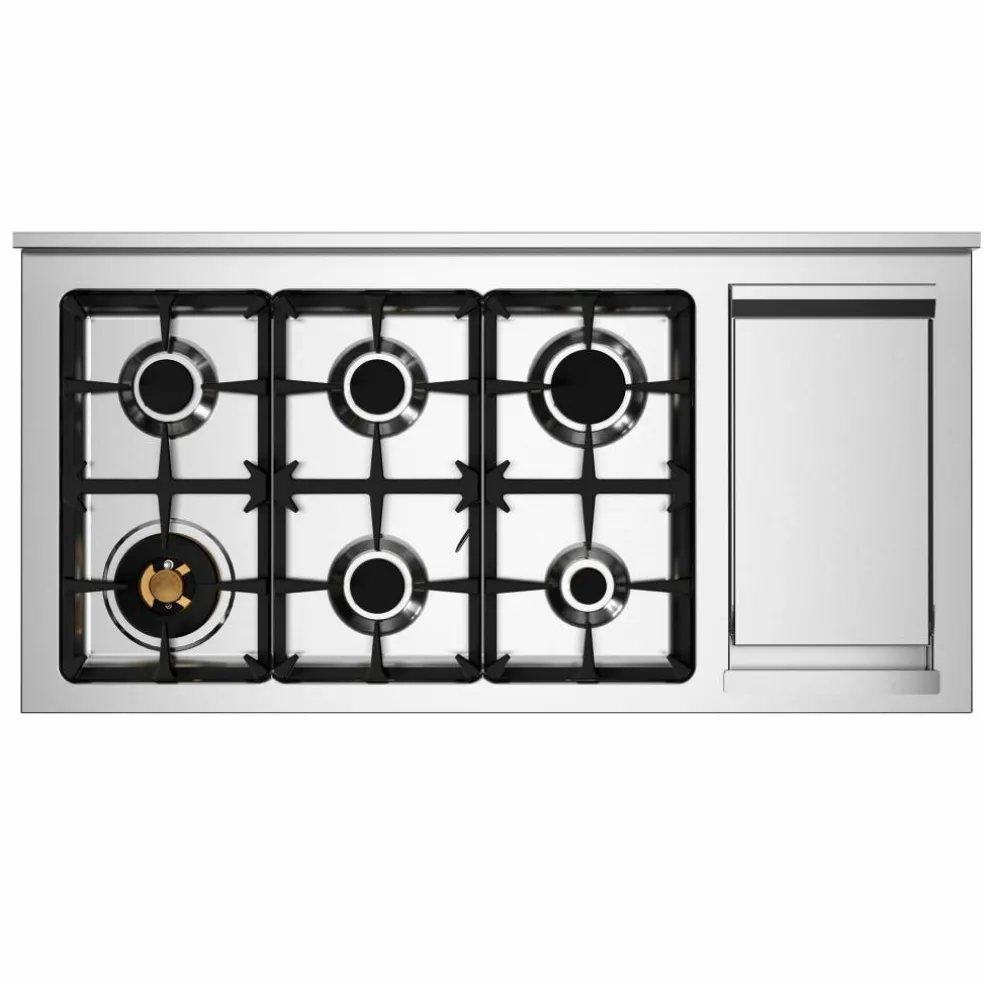 PRO126G2EROT2 Professional gasskomfyr 120 cm med 6 brennere, elektrisk stekebord og 2 ovner, rød