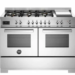 PRO126G2EROT2 Professional gasskomfyr 120 cm med 6 brennere, elektrisk stekebord og 2 ovner, rød