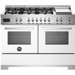 PRO126G2EROT2 Professional gasskomfyr 120 cm med 6 brennere, elektrisk stekebord og 2 ovner, rød