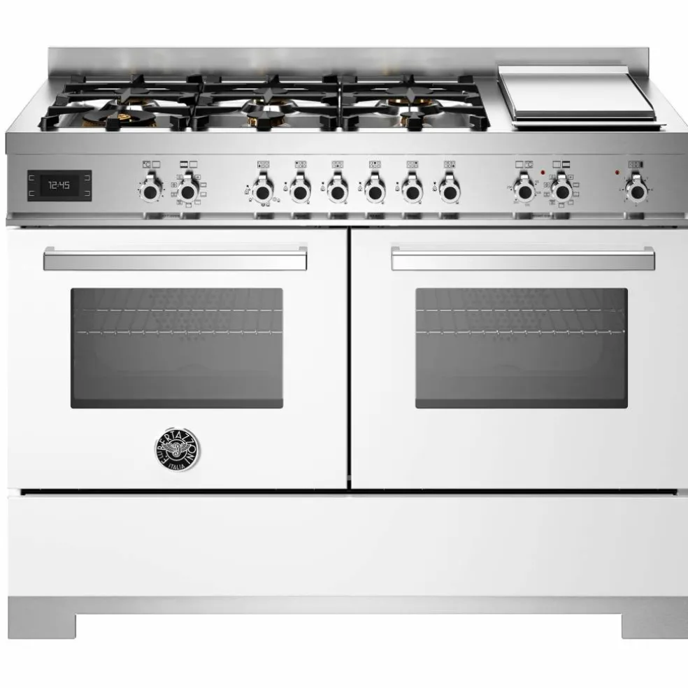 PRO126G2EROT2 Professional gasskomfyr 120 cm med 6 brennere, elektrisk stekebord og 2 ovner, rød