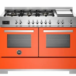 PRO126G2EXT2 Professional gasskomfyr 120 cm med 6 brennere, elektrisk stekebord og 2 ovner, rustfritt stål