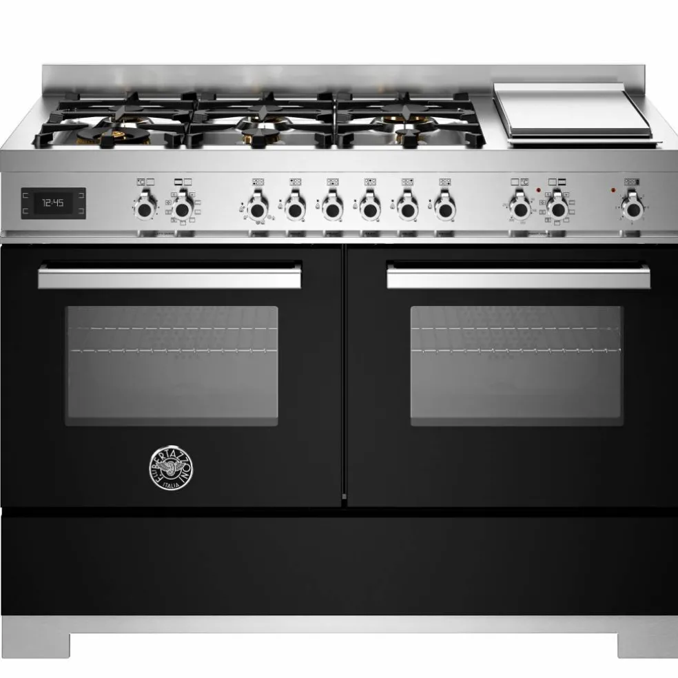 PRO126G2EXT2 Professional gasskomfyr 120 cm med 6 brennere, elektrisk stekebord og 2 ovner, rustfritt stål