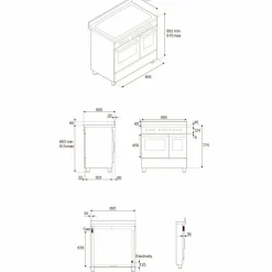 PRO95I2ECAT2 Professional induksjonskomfyr 90 cm med 5 soner og 2 ovner, carbonio