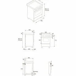 PRO64I1EROT2 Professional induksjonskomfyr 60 cm med 4 soner og 1 ovn, rød