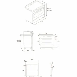 PRO95I1EROT2 Professional induksjonskomfyr 90 cm med 5 soner og 1 ovn, rød
