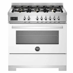 PRO96L1EBIT2 Professional gasskomfyr 90 cm med 6 brennere og 1 ovn, hvit